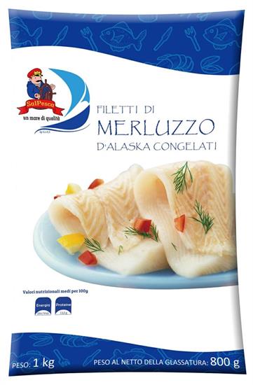 SALPESCA® FILETTO MERLUZZO D'ALASKA 1KG(800G)X5 - GLASS.20%