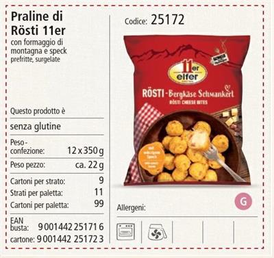 MINI FAGOTTINI DI ROSTI CON FORMAGGIO E SPECK 350GX12PZ - 11ER
