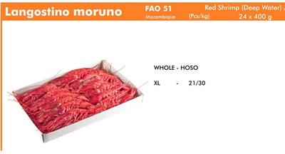 GAMBERO ROSSO MOZAMBICO 21/30 TAGLIA XL 400GX24PZ BORDO 0%