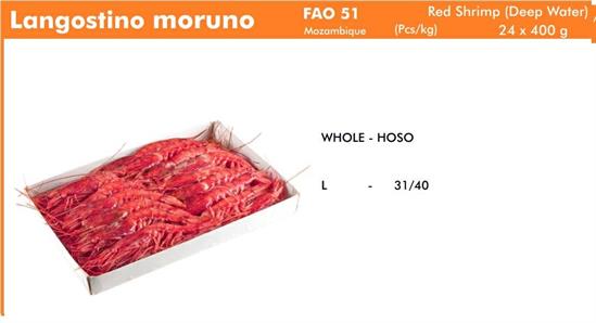GAMBERO ROSSO MOZAMBICO 31/40 TAGLIA L 400GX24PZ BORDO 0%